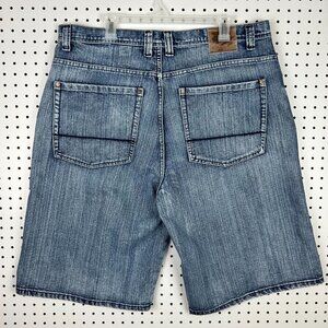 PJ Mark‎ Blue Baggy Jean Shorts Sz 40 Grunge Jorts Wide Leg Skate Y2K Hip Hop